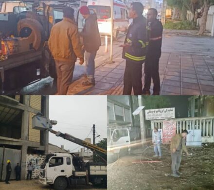 تلاش گروه برق شهرستان بوشهر در طوفان شدید