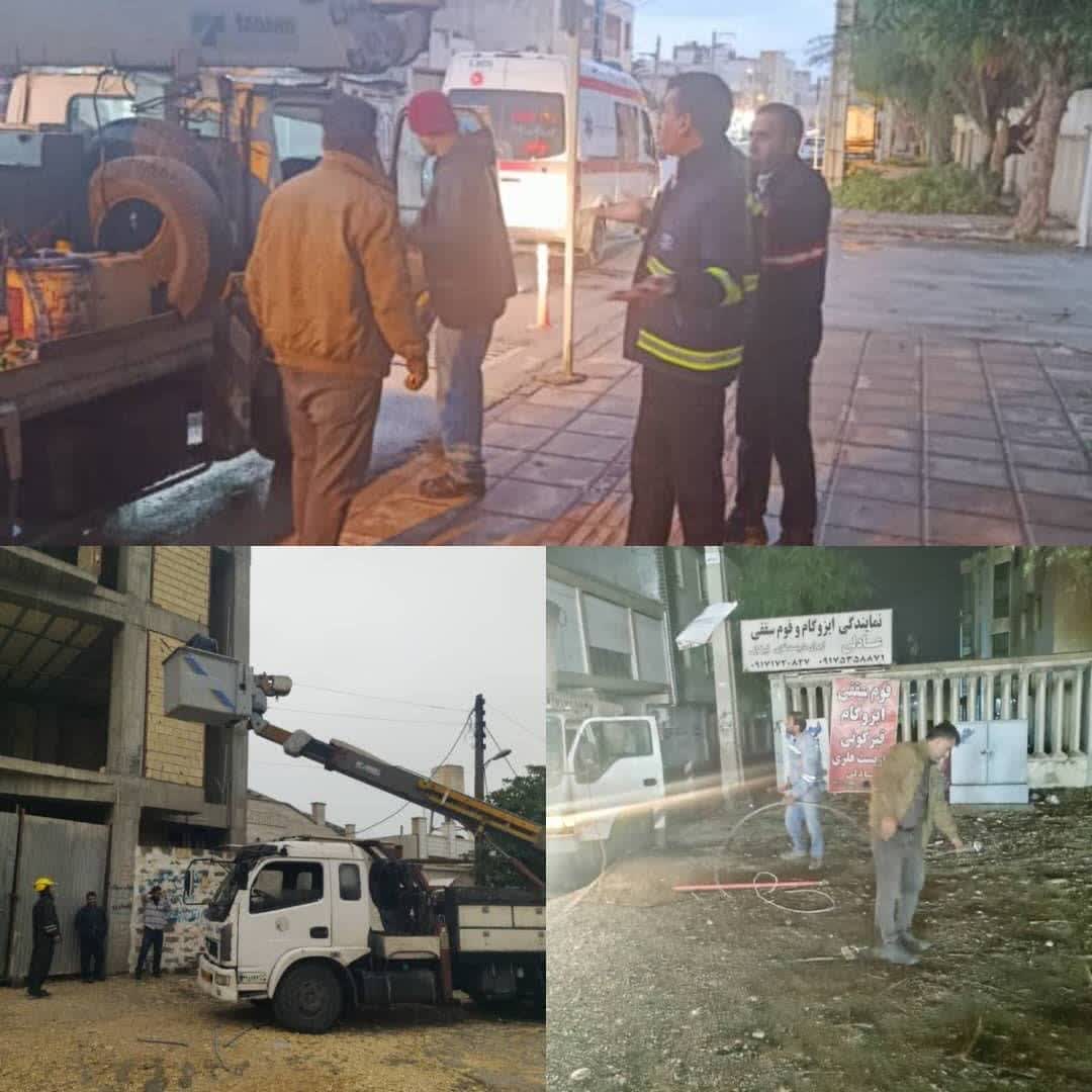 تلاش گروه برق شهرستان بوشهر در طوفان شدید